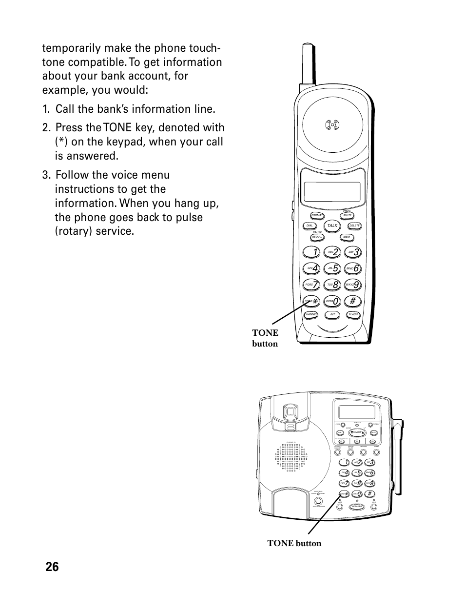 Tone button | Technicolor - Thomson 26955 User Manual | Page 26 / 72