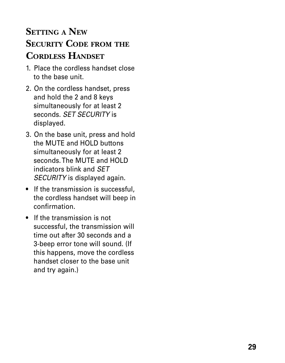Etting, Ecurity, From | Ordless, Andset | Technicolor - Thomson 26955 User Manual | Page 29 / 72