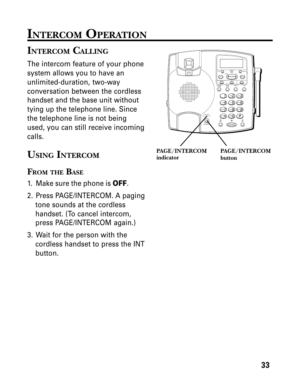 Intercom operation, Intercom calling, Using intercom | Ntercom, Peration, Alling, Sing, Page/intercom indicator page/intercom button | Technicolor - Thomson 26955 User Manual | Page 33 / 72