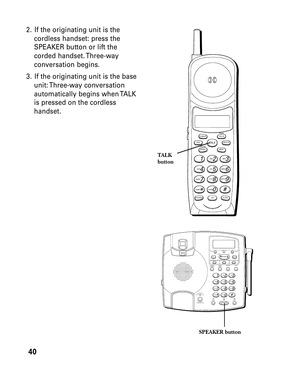 Talk button, Speaker button | Technicolor - Thomson 26955 User Manual | Page 40 / 72