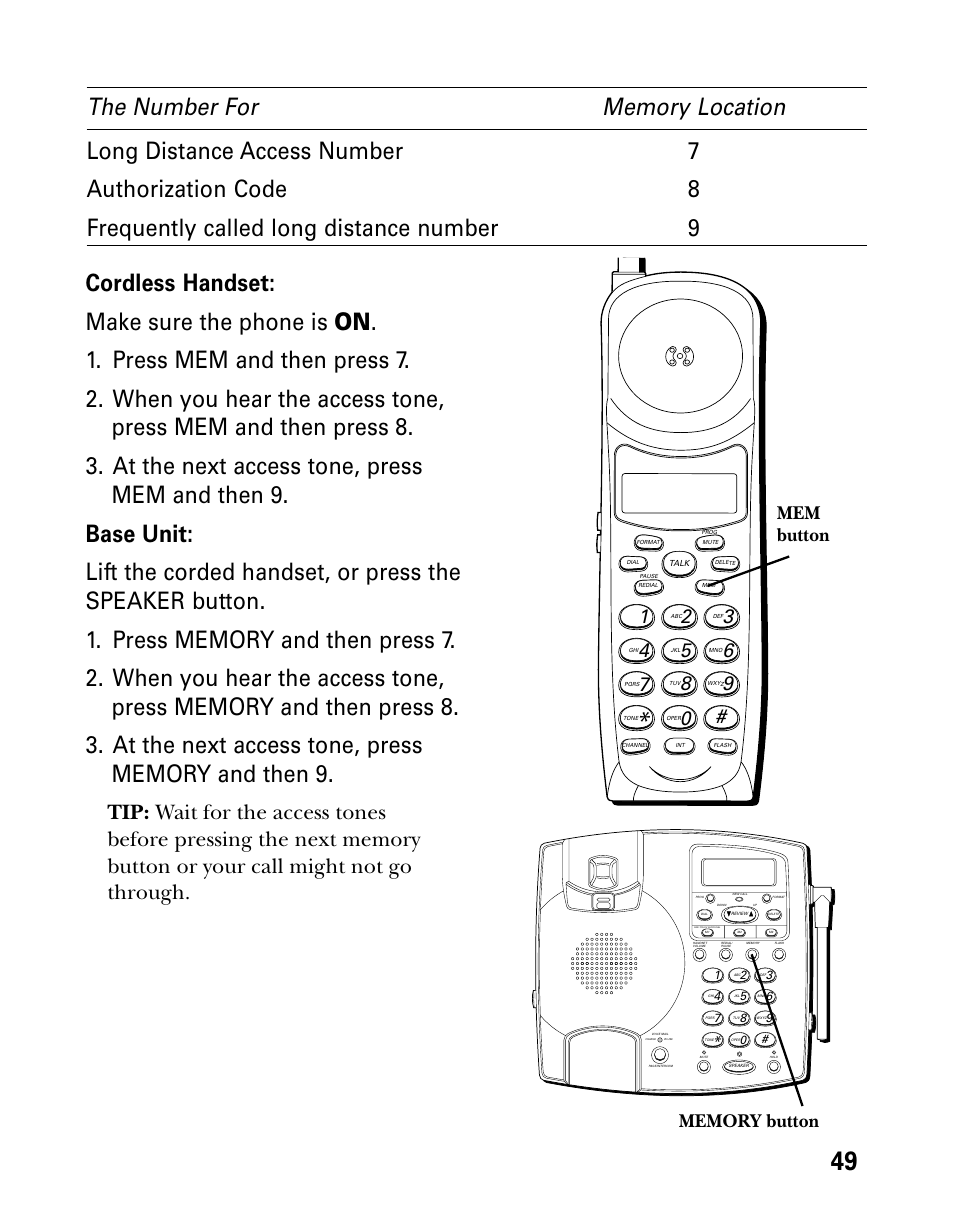 Mem button | Technicolor - Thomson 26955 User Manual | Page 49 / 72