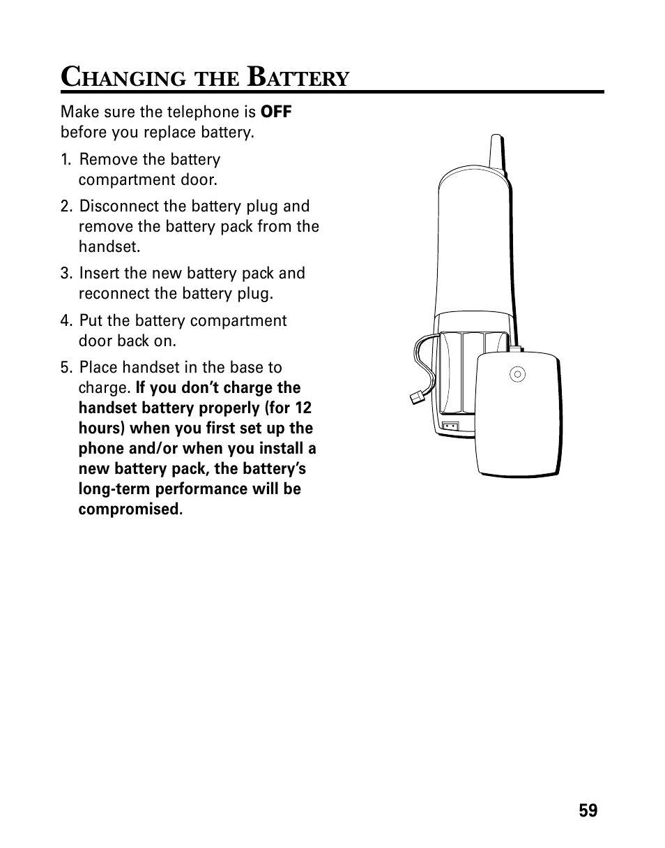 Changing the battery, Hanging, Attery | Technicolor - Thomson 26955 User Manual | Page 59 / 72