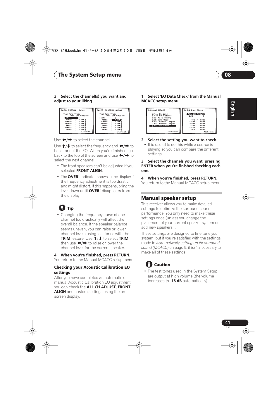 Manual speaker setup, The system setup menu 08 | Technicolor - Thomson XRB3059-A User Manual | Page 41 / 66