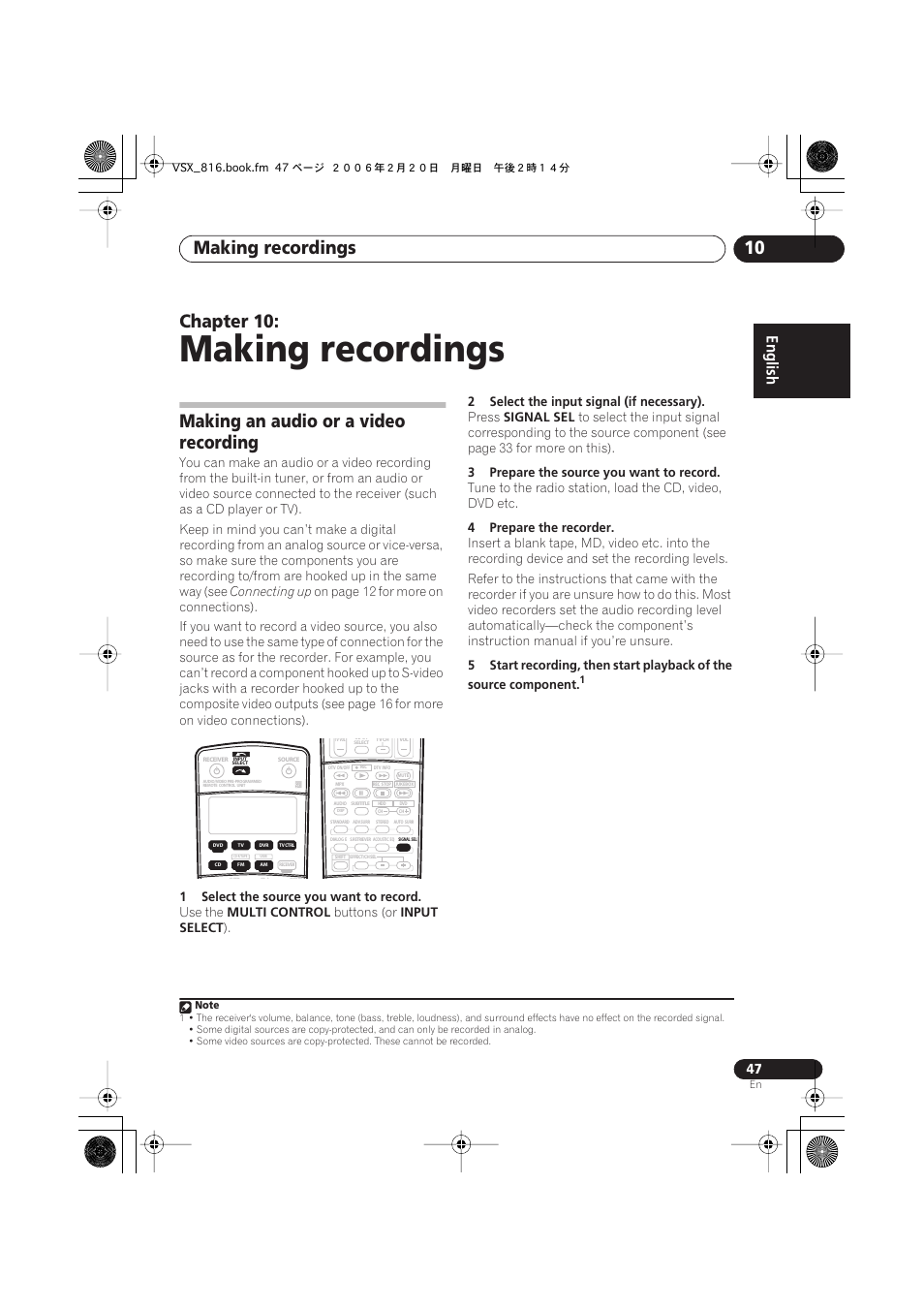 10 making recordings, Making an audio or a video recording, Making recordings | Making recordings 10, Chapter 10 | Technicolor - Thomson XRB3059-A User Manual | Page 47 / 66