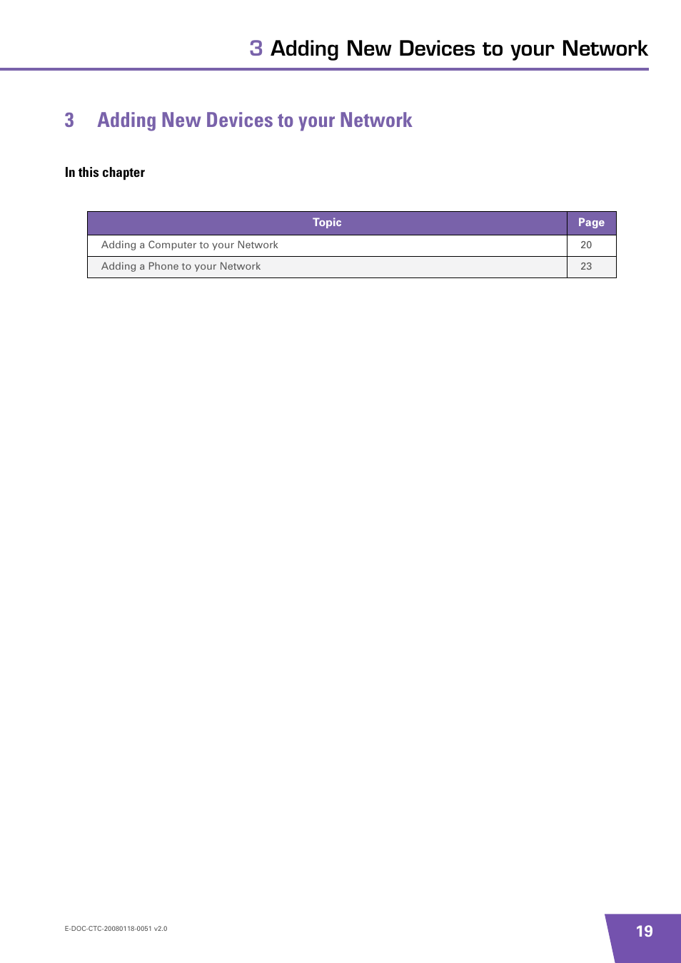 3 adding new devices to your network, In this chapter, Adding new devices to your network | Technicolor - Thomson TG787 User Manual | Page 25 / 88
