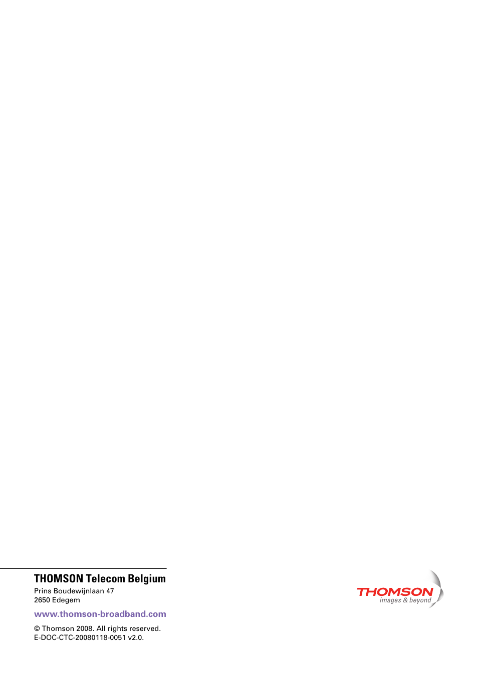 Thomson telecom belgium | Technicolor - Thomson TG787 User Manual | Page 88 / 88