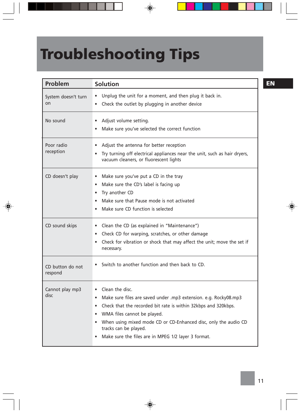 Troubleshooting tips | Technicolor - Thomson TM9235 EN User Manual | Page 14 / 15
