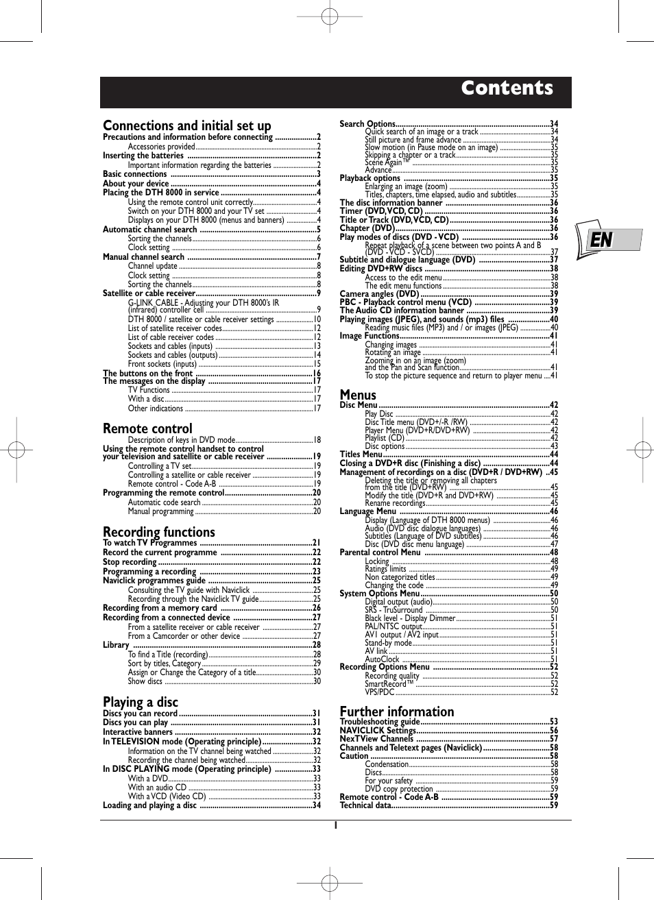 Technicolor - Thomson DTH8000 User Manual | 59 pages
