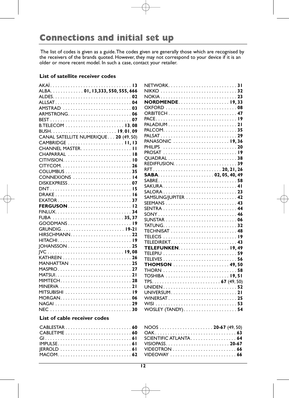 Connections and initial set up | Technicolor - Thomson DTH8000 User Manual | Page 12 / 59