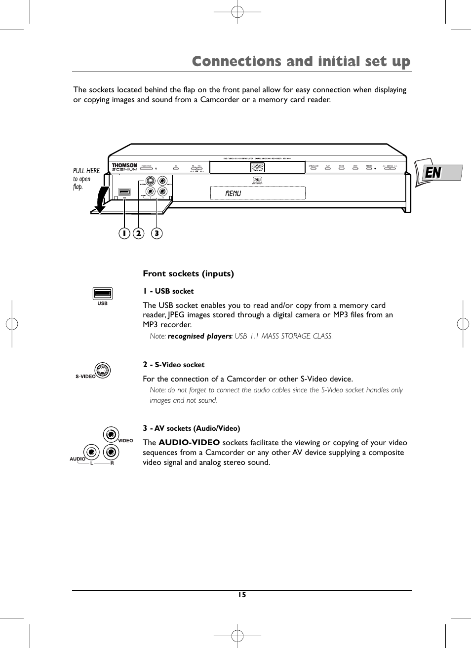Connections and initial set up | Technicolor - Thomson DTH8000 User Manual | Page 15 / 59