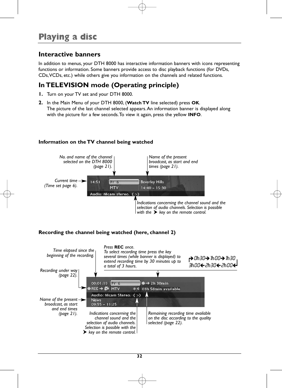 Playing a disc, Interactive banners | Technicolor - Thomson DTH8000 User Manual | Page 32 / 59