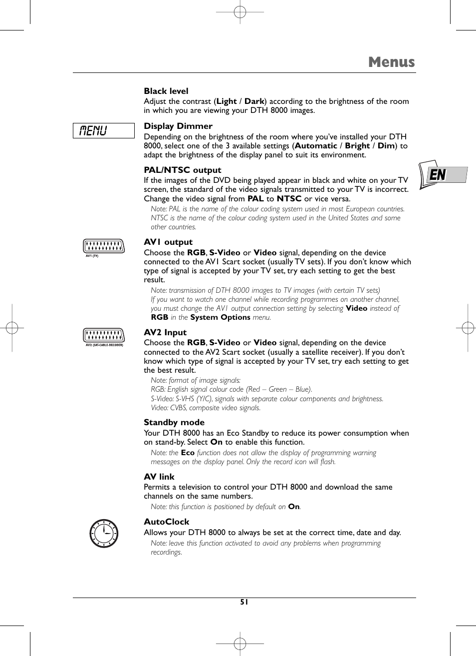 Menus | Technicolor - Thomson DTH8000 User Manual | Page 51 / 59