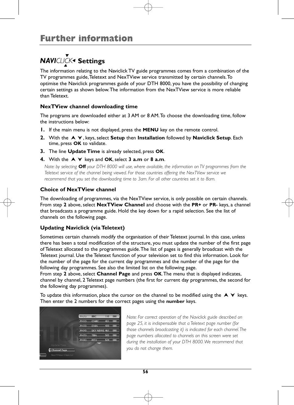 Further information, Settings | Technicolor - Thomson DTH8000 User Manual | Page 56 / 59