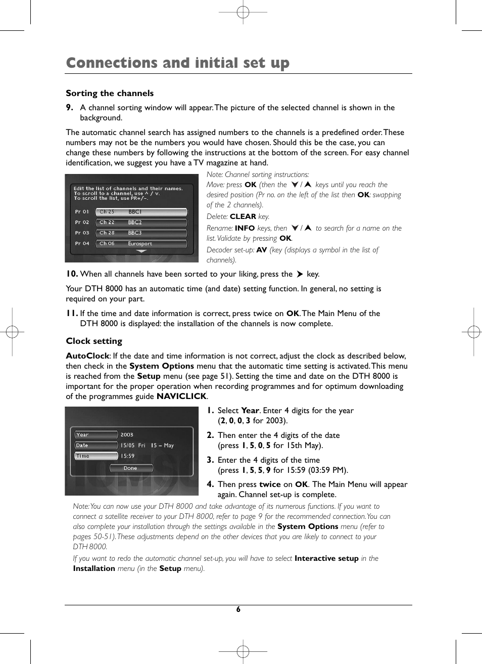 Connections and initial set up | Technicolor - Thomson DTH8000 User Manual | Page 6 / 59