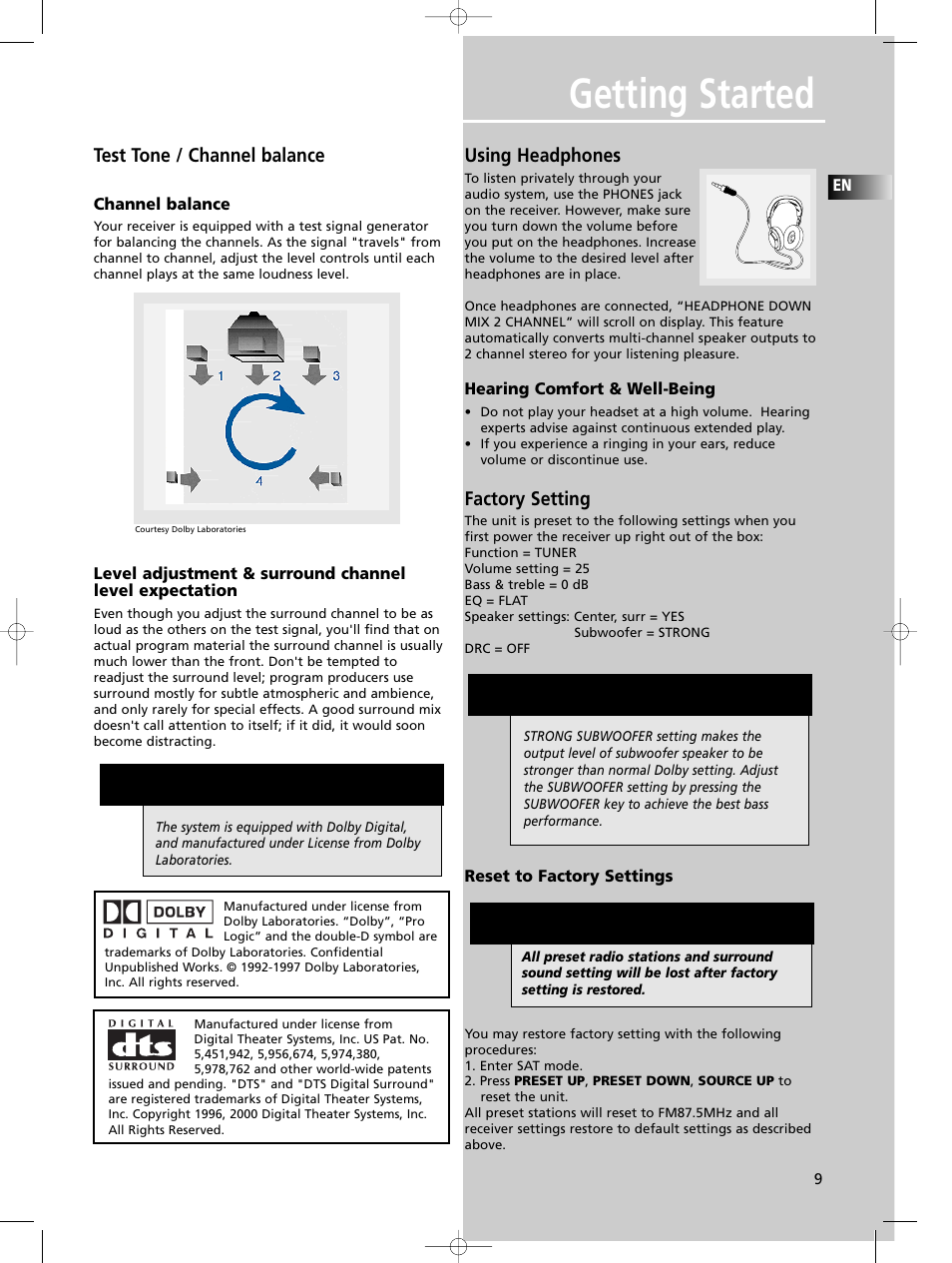 Getting started, Warning | Technicolor - Thomson DPL580HT User Manual | Page 12 / 28