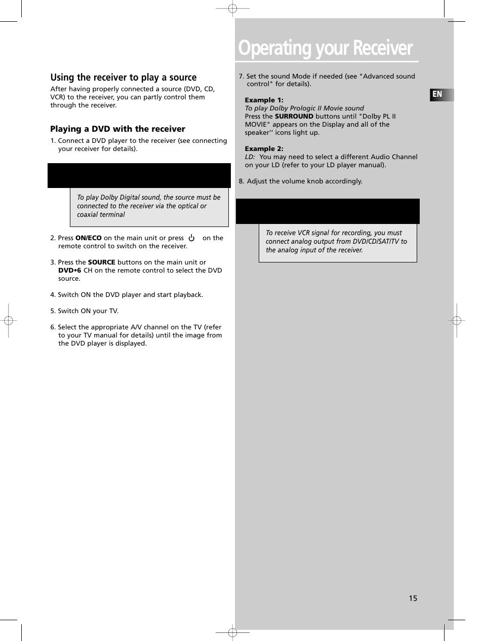 Operating your receiver | Technicolor - Thomson DPL580HT User Manual | Page 18 / 28