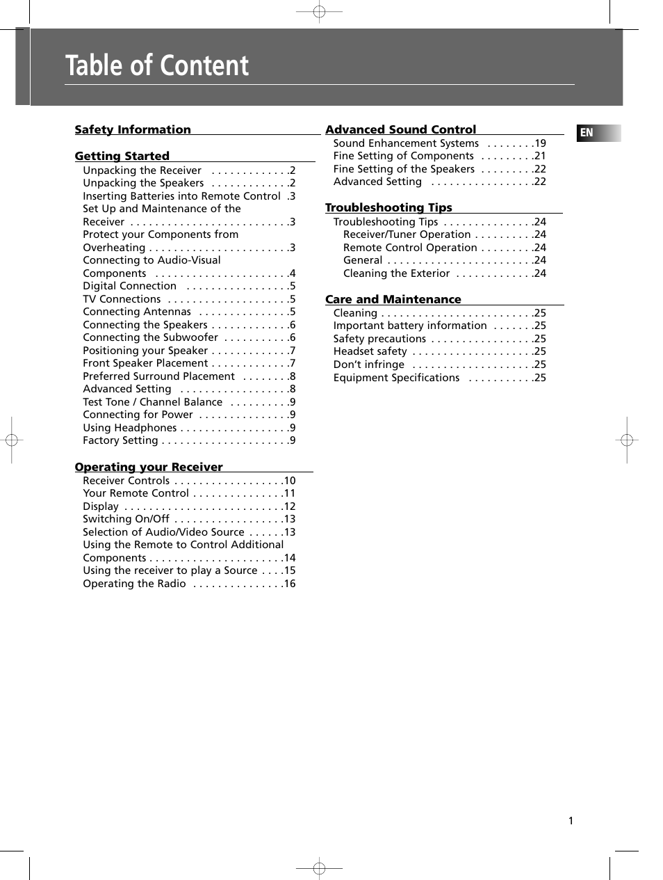 Table of content | Technicolor - Thomson DPL580HT User Manual | Page 4 / 28