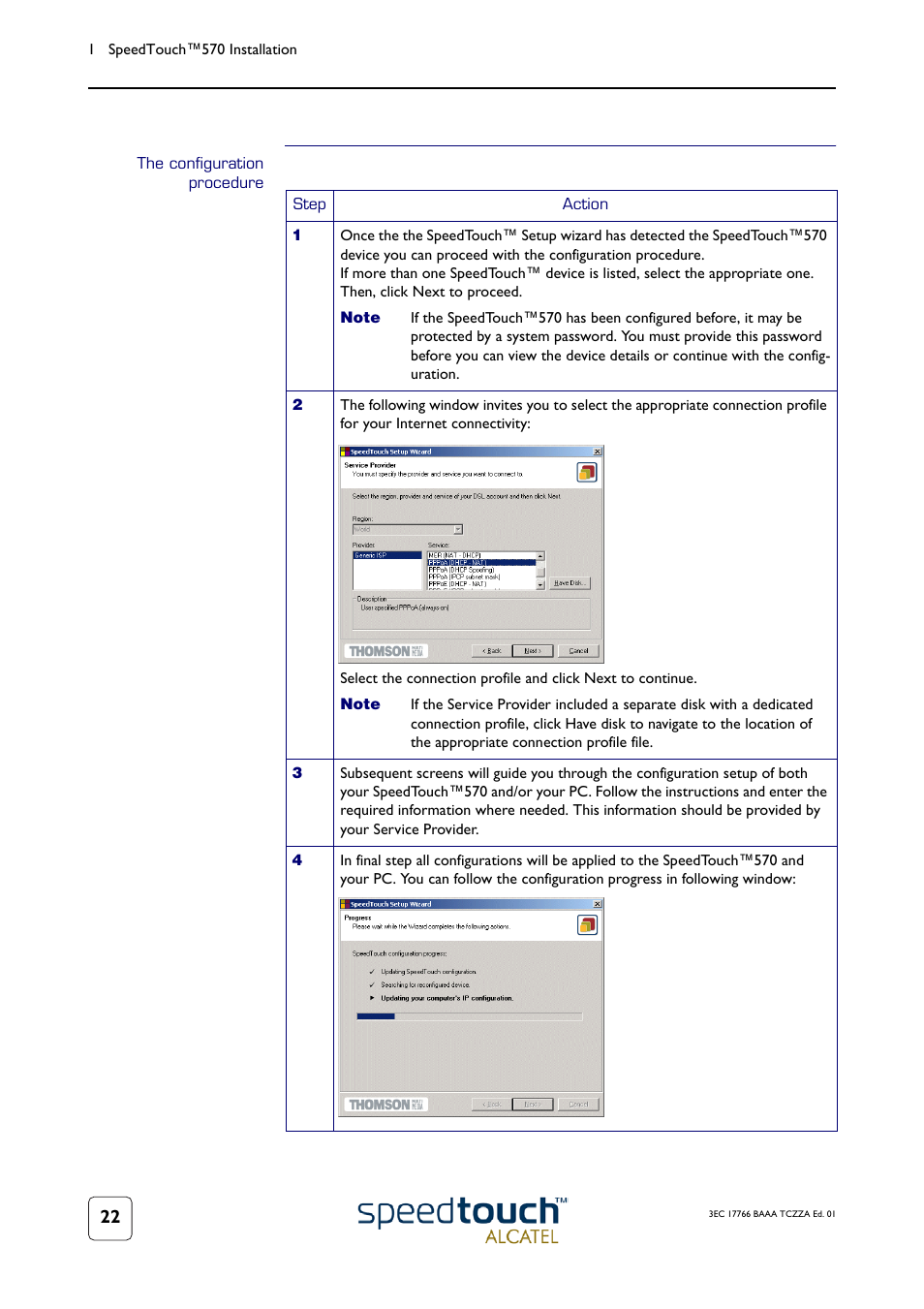 The configuration procedure | Technicolor - Thomson 570 User Manual | Page 22 / 48