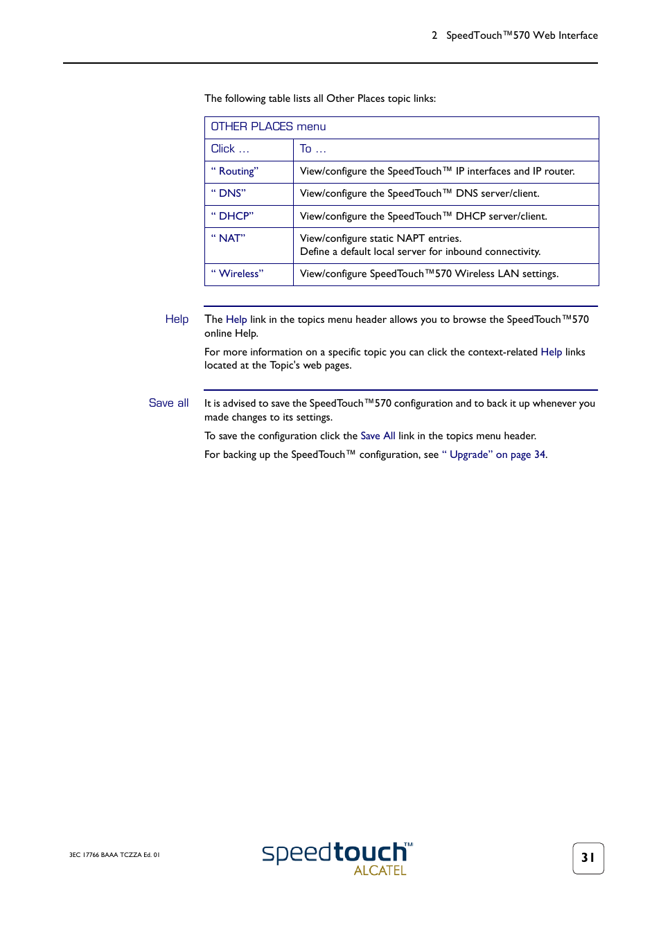 Help, Save all | Technicolor - Thomson 570 User Manual | Page 31 / 48