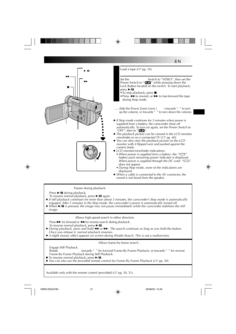 Playback, Basic playback for video | Technicolor - Thomson VMD 6 User Manual | Page 32 / 82