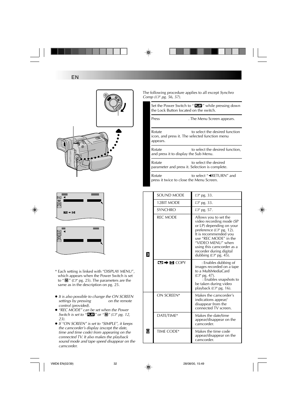 Playback, Using menus for detailed adjustment, Advanced features for video | Technicolor - Thomson VMD 6 User Manual | Page 33 / 82