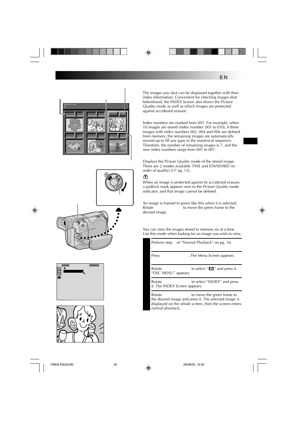 Index screen, Index playback | Technicolor - Thomson VMD 6 User Manual | Page 36 / 82