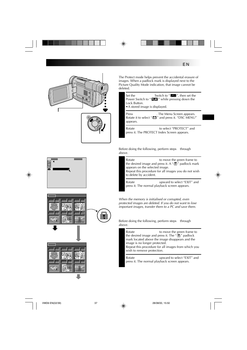 Protecting images | Technicolor - Thomson VMD 6 User Manual | Page 38 / 82