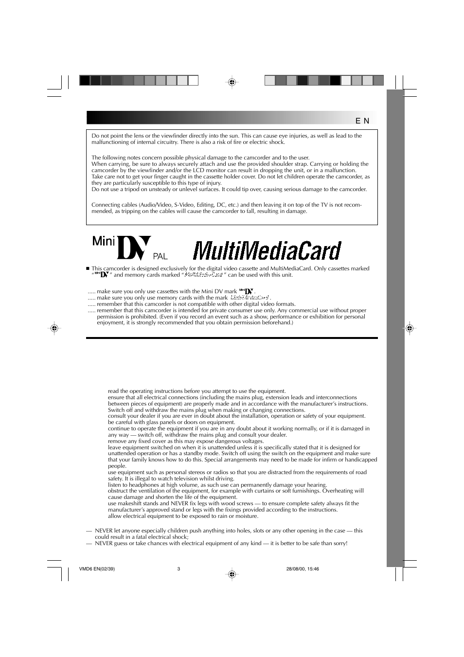 Some do’s and don’ts on the safe use of equipment | Technicolor - Thomson VMD 6 User Manual | Page 4 / 82