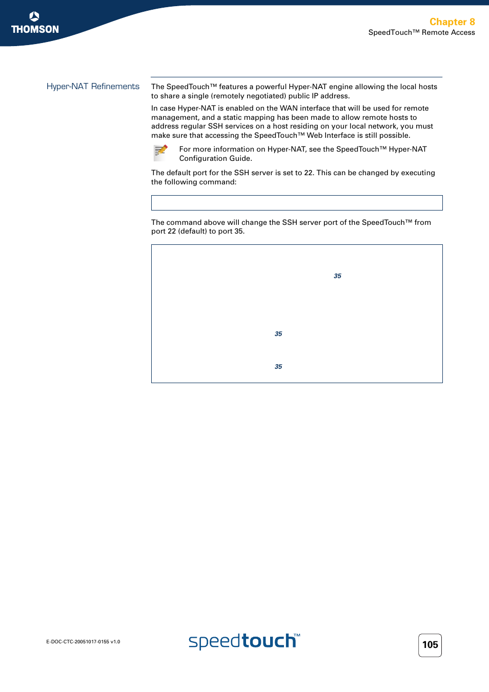 Hyper-nat refinements, Chapter 8 | Technicolor - Thomson Wireless Business DSL Routers SpeedTouchTM620 User Manual | Page 115 / 216