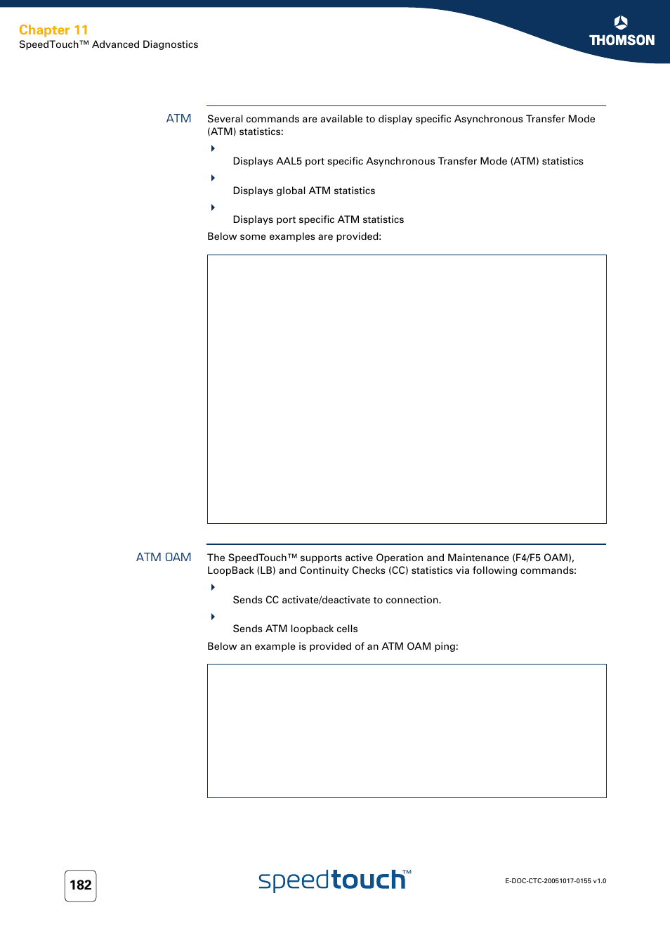 Atm oam, Chapter 11 | Technicolor - Thomson Wireless Business DSL Routers SpeedTouchTM620 User Manual | Page 192 / 216