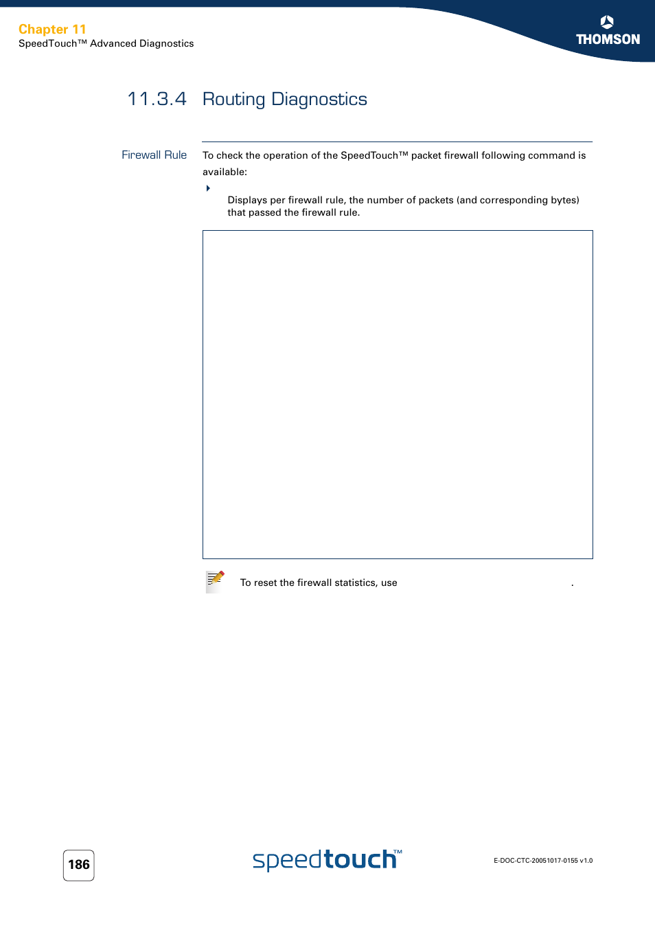 4 routing diagnostics, Firewall rule, Routing diagnostics | Chapter 11 | Technicolor - Thomson Wireless Business DSL Routers SpeedTouchTM620 User Manual | Page 196 / 216