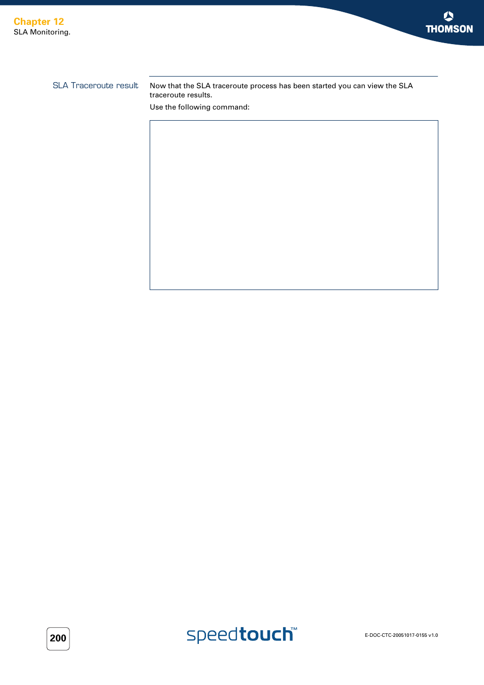 Sla traceroute result, Chapter 12 | Technicolor - Thomson Wireless Business DSL Routers SpeedTouchTM620 User Manual | Page 210 / 216