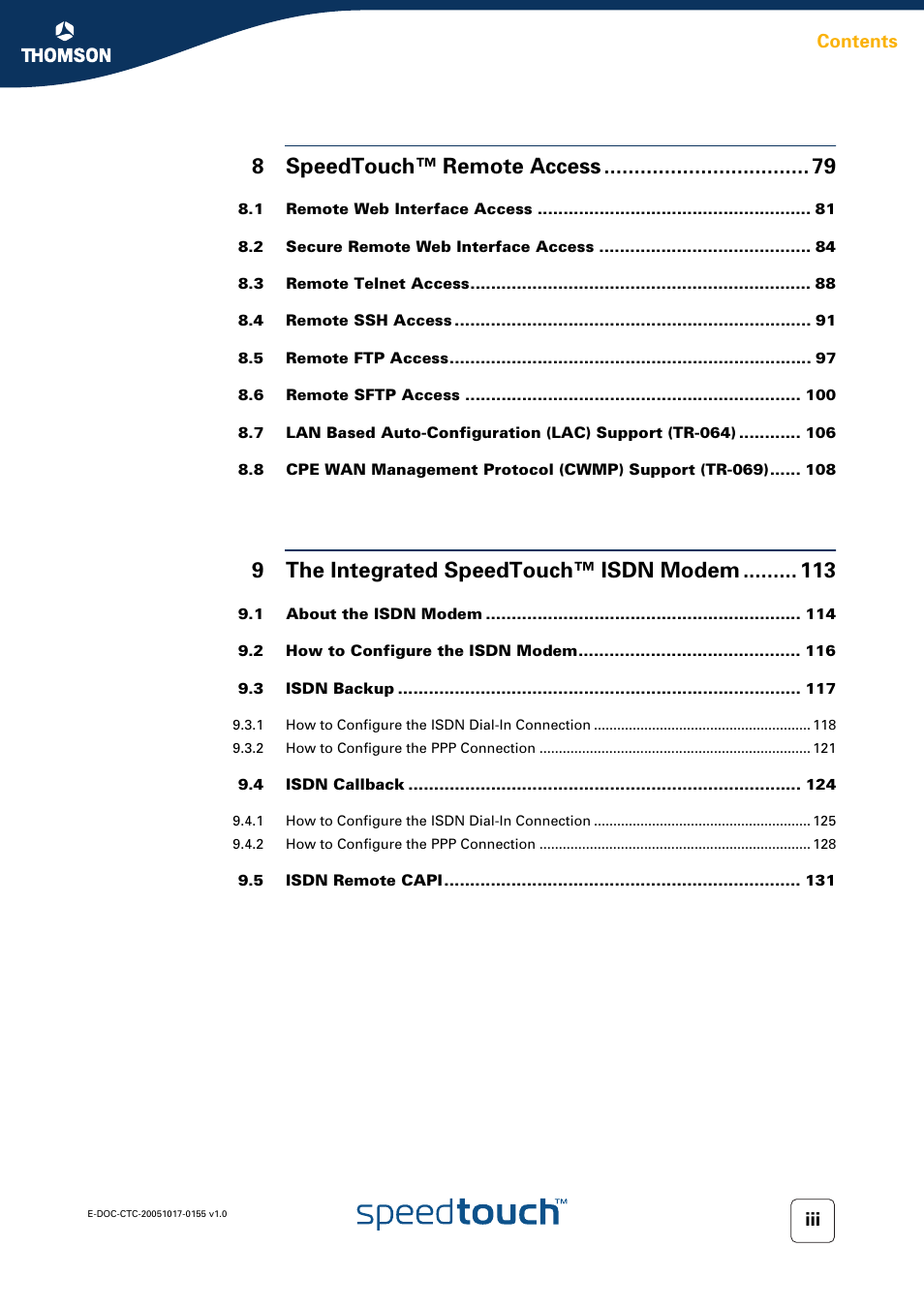 Technicolor - Thomson Wireless Business DSL Routers SpeedTouchTM620 User Manual | Page 7 / 216