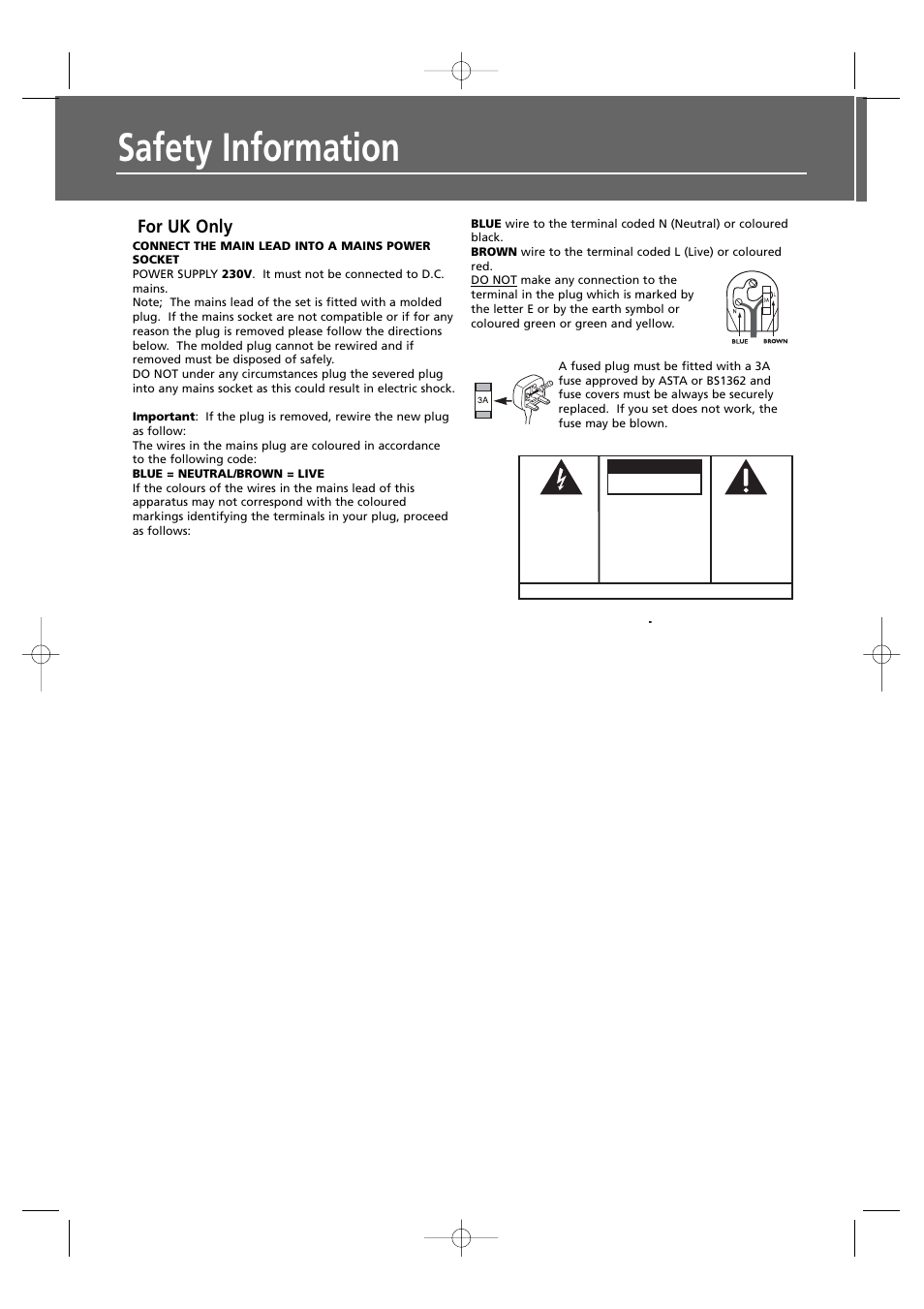 Safety information, For uk only | Technicolor - Thomson DPL560HT User Manual | Page 3 / 27