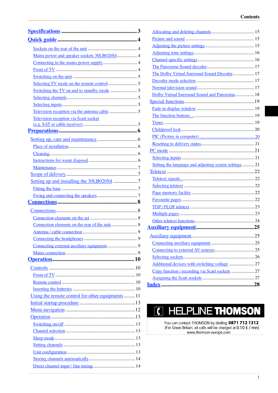 Technicolor - Thomson 20LB020S4 User Manual | 28 pages