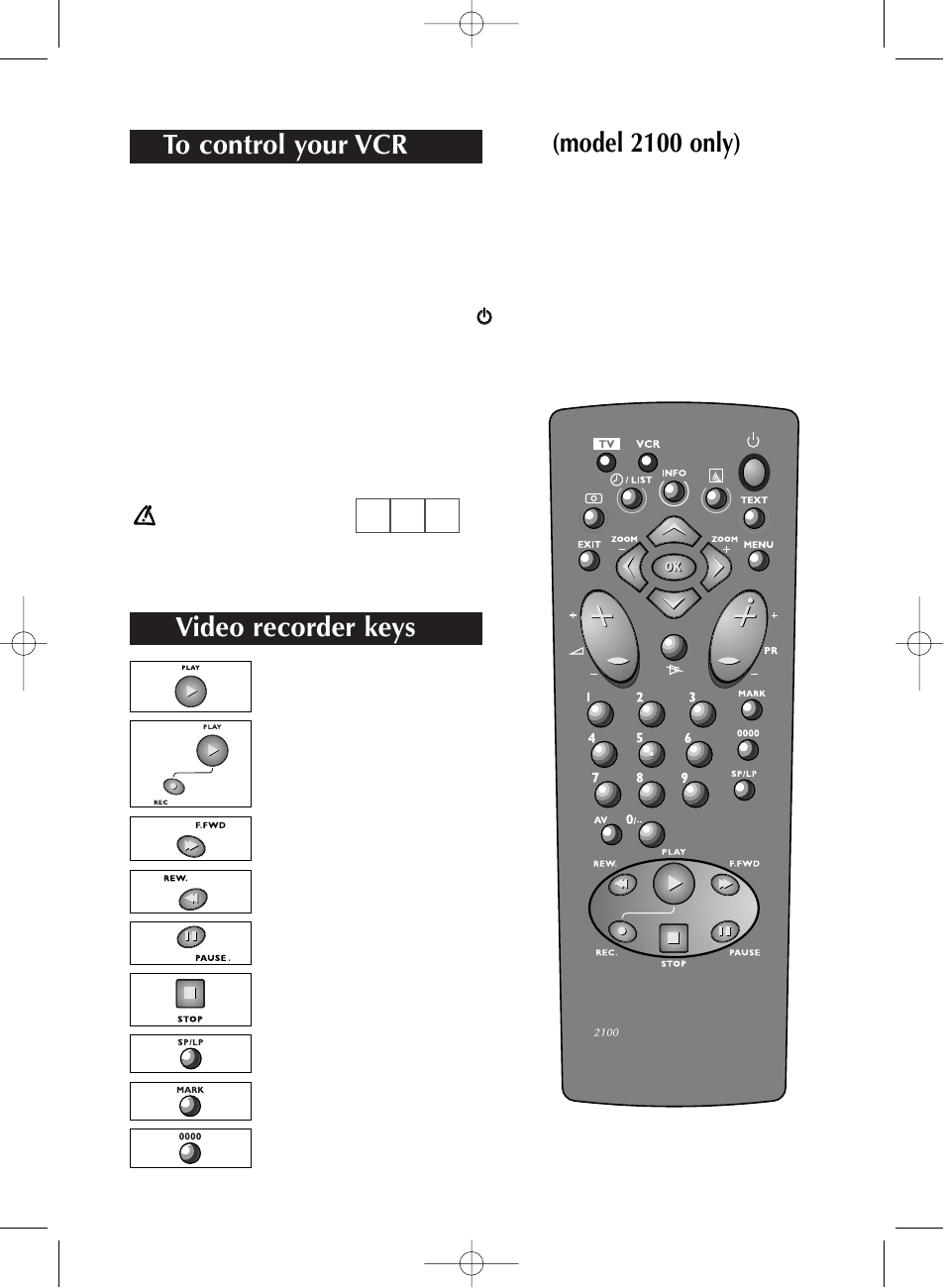 Video recorder keys | Technicolor - Thomson TX807C User Manual | Page 10 / 11