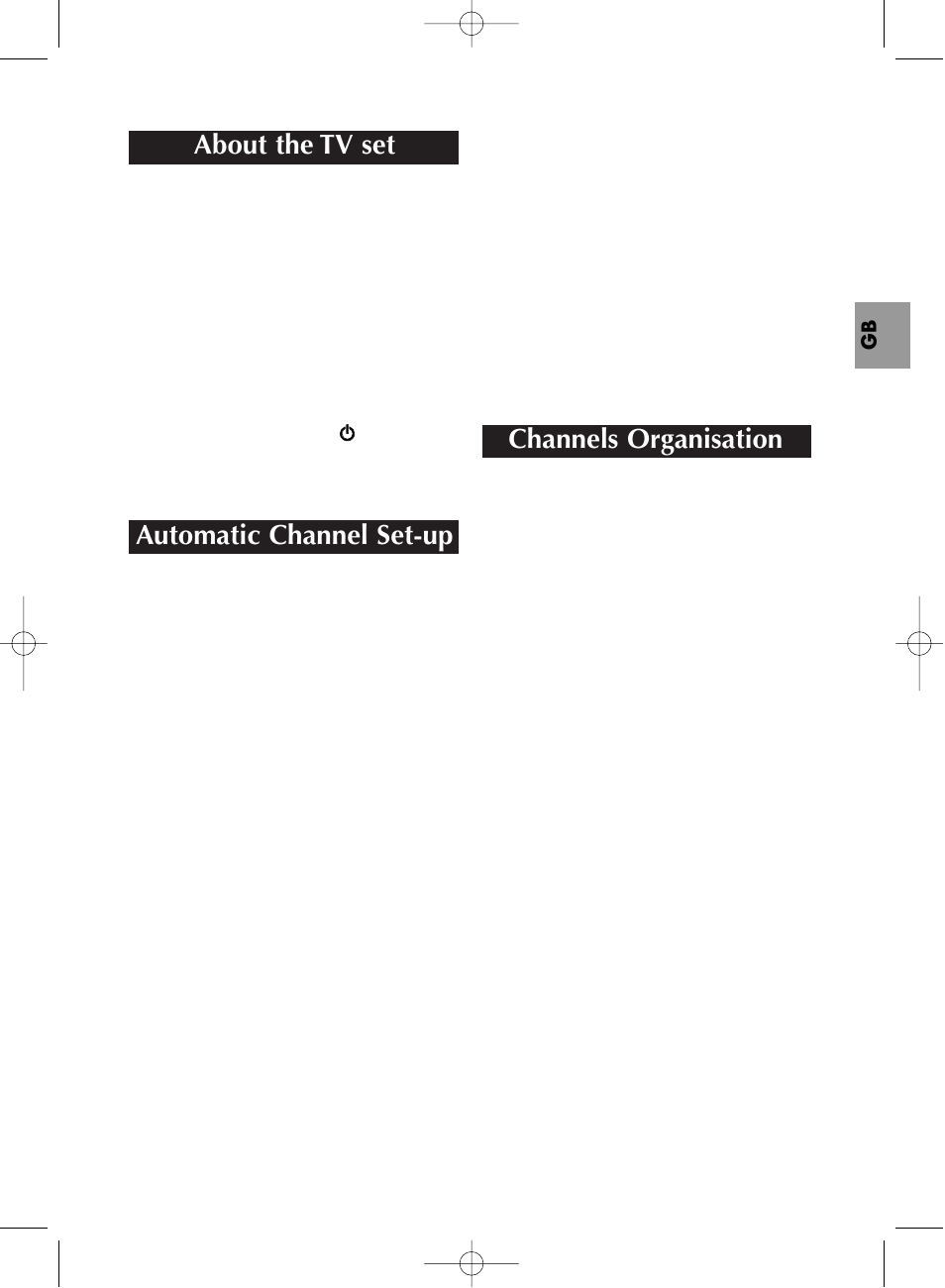 About the tv set, Automatic channel set-up, Channels organisation | Technicolor - Thomson TX807C User Manual | Page 5 / 11