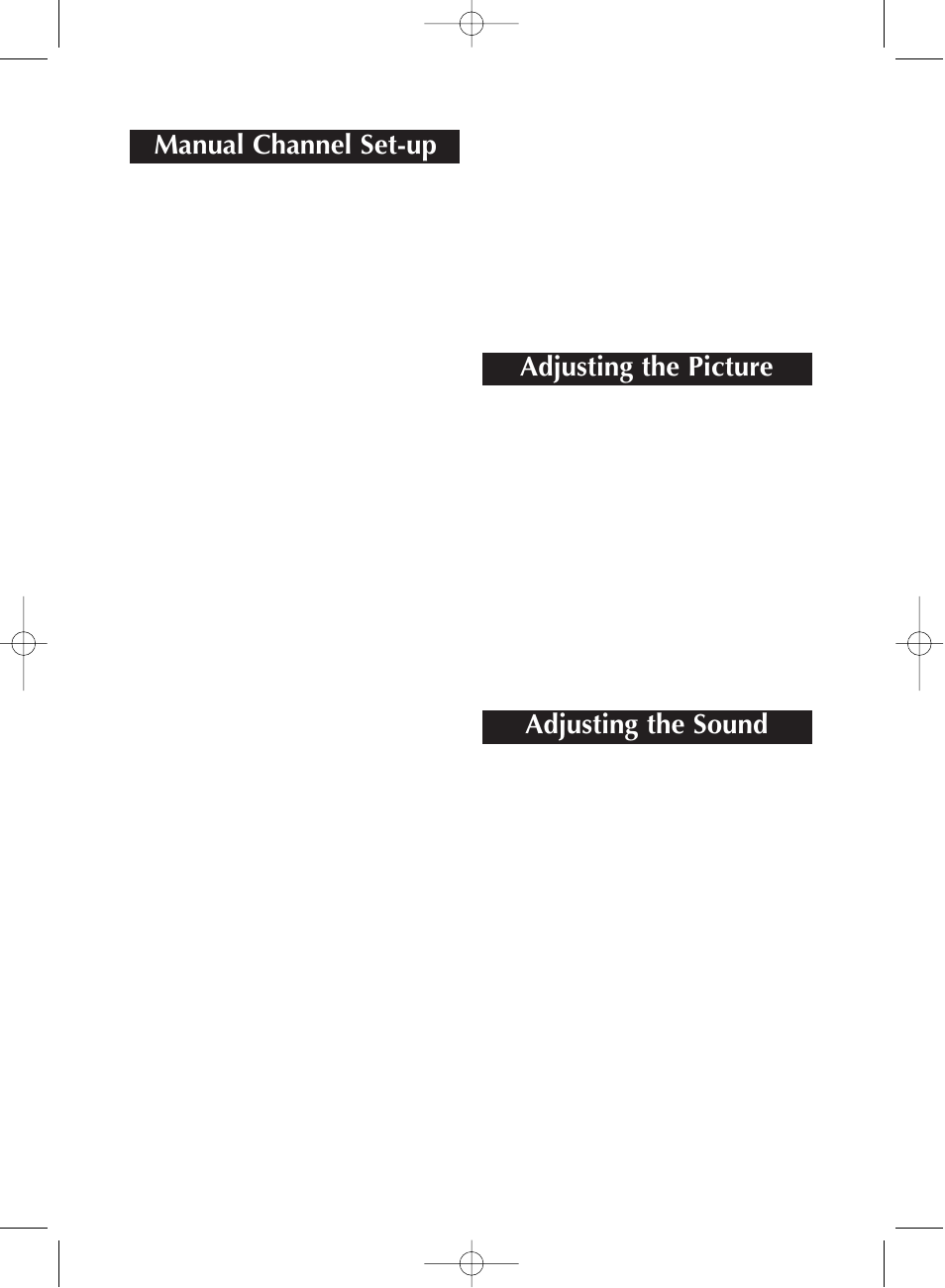 Manual channel set-up, Adjusting the picture, Adjusting the sound | Technicolor - Thomson TX807C User Manual | Page 6 / 11