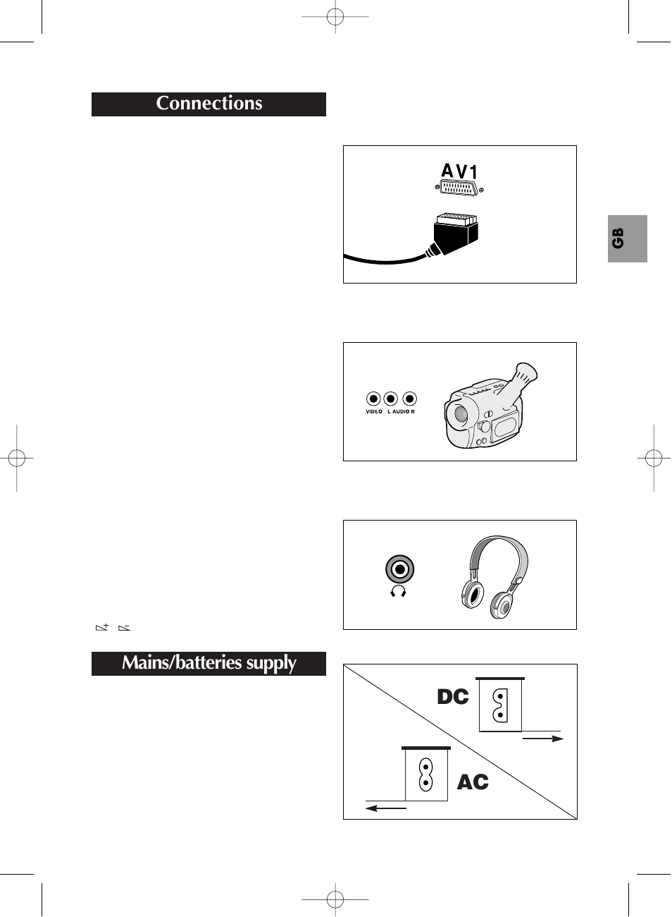 Dc ac, Connections, Mains/batteries supply | Technicolor - Thomson TX807C User Manual | Page 9 / 11