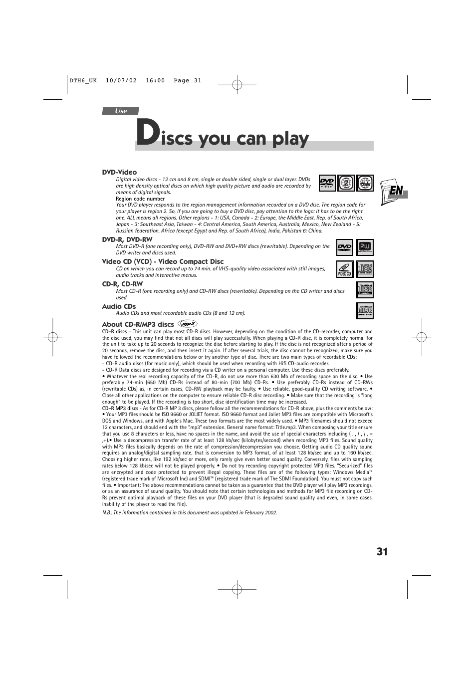 Iscs you can play | Technicolor - Thomson DTH 6000 User Manual | Page 31 / 33