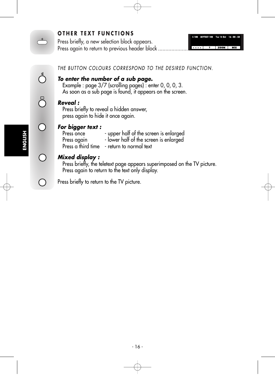 Other text functions | Technicolor - Thomson Telefunken M G 1 4 7 6 C T User Manual | Page 16 / 18