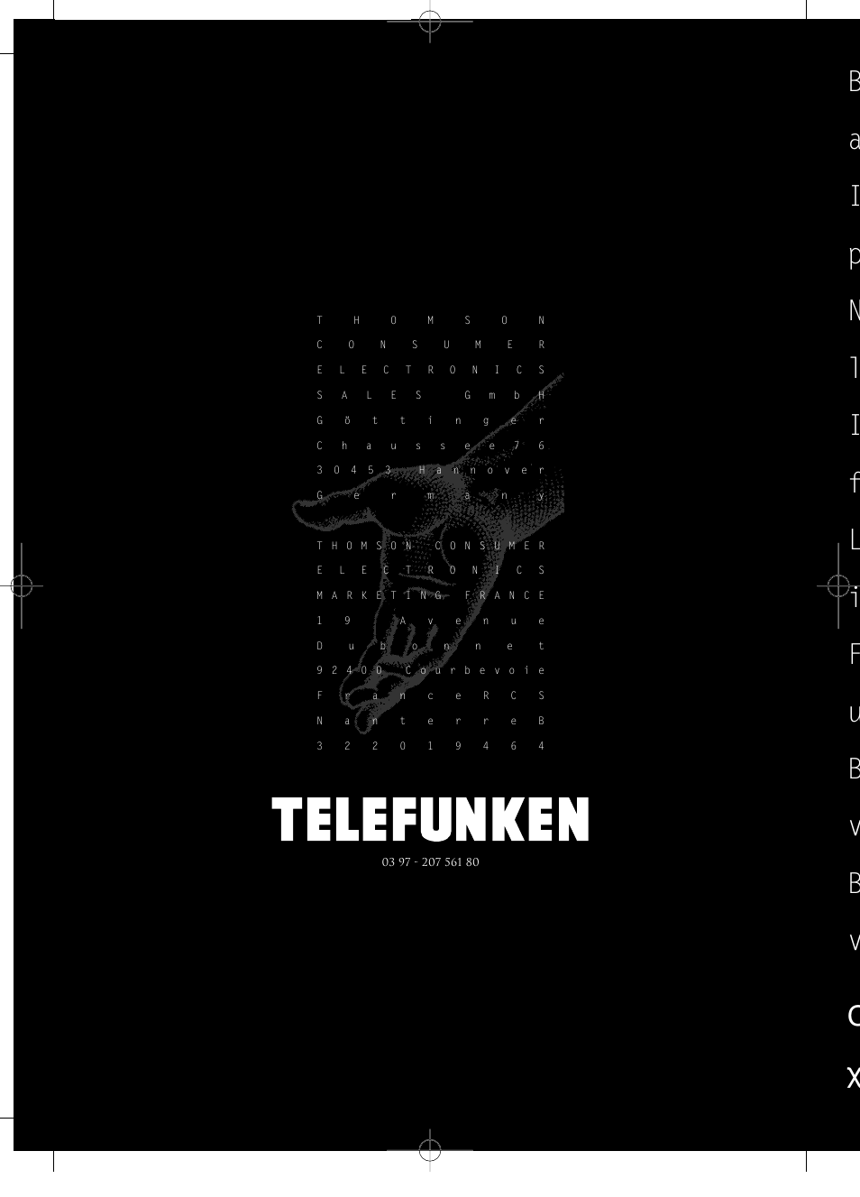 Telefunken/20756180 | Technicolor - Thomson Telefunken M G 1 4 7 6 C T User Manual | Page 2 / 18