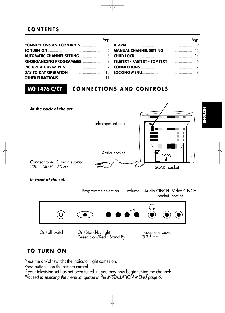 Technicolor - Thomson Telefunken M G 1 4 7 6 C T User Manual | Page 5 / 18