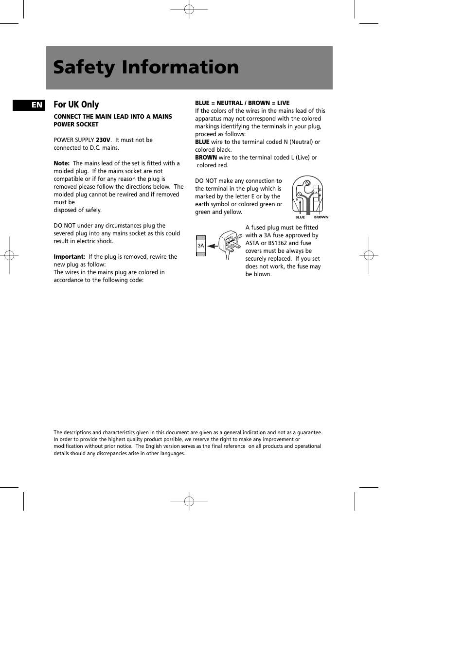 Safety information, For uk only | Technicolor - Thomson Thomson Life CS90 User Manual | Page 3 / 18