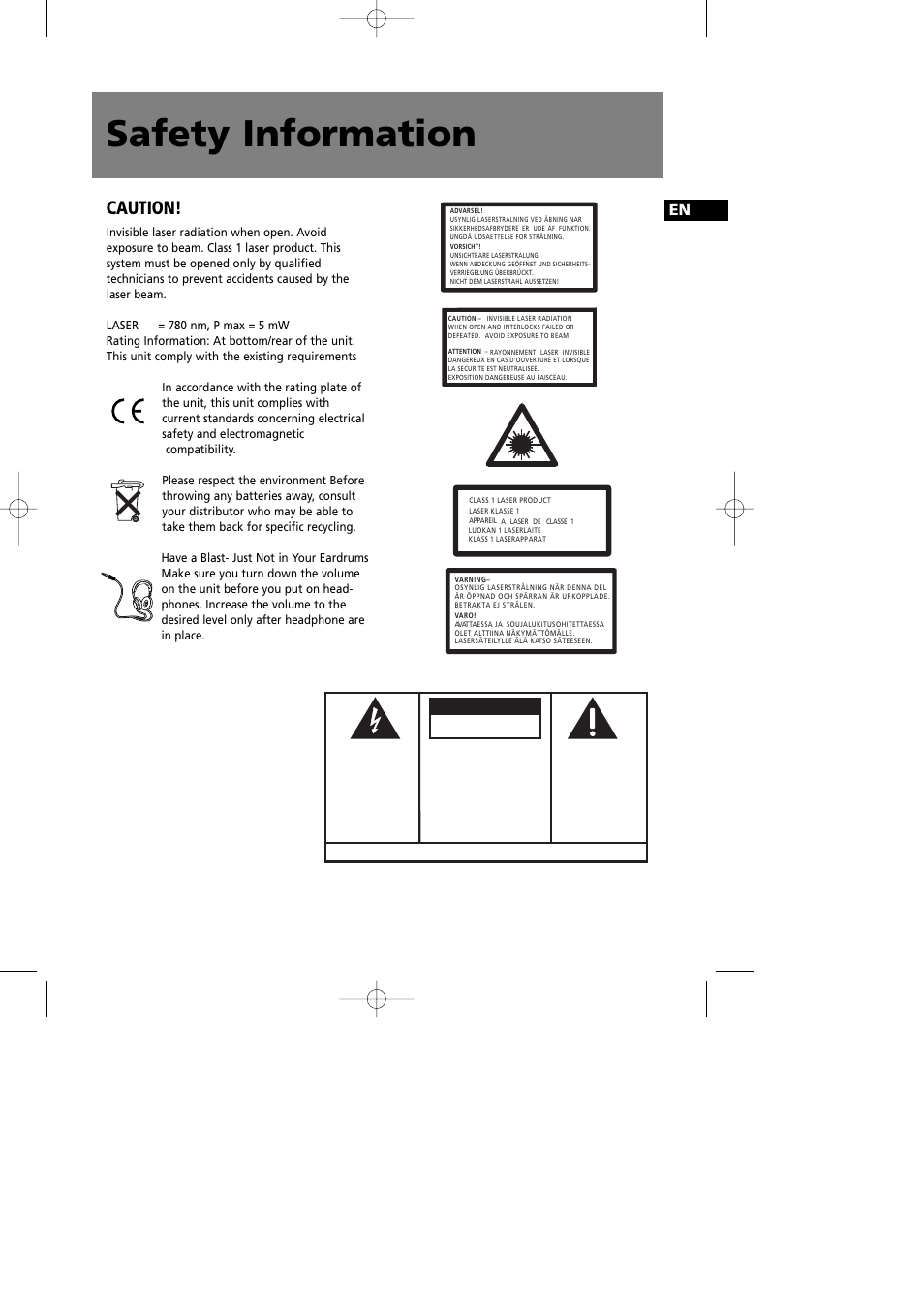 Safety information, Caution, Warning | Technicolor - Thomson Thomson Life CS90 User Manual | Page 4 / 18