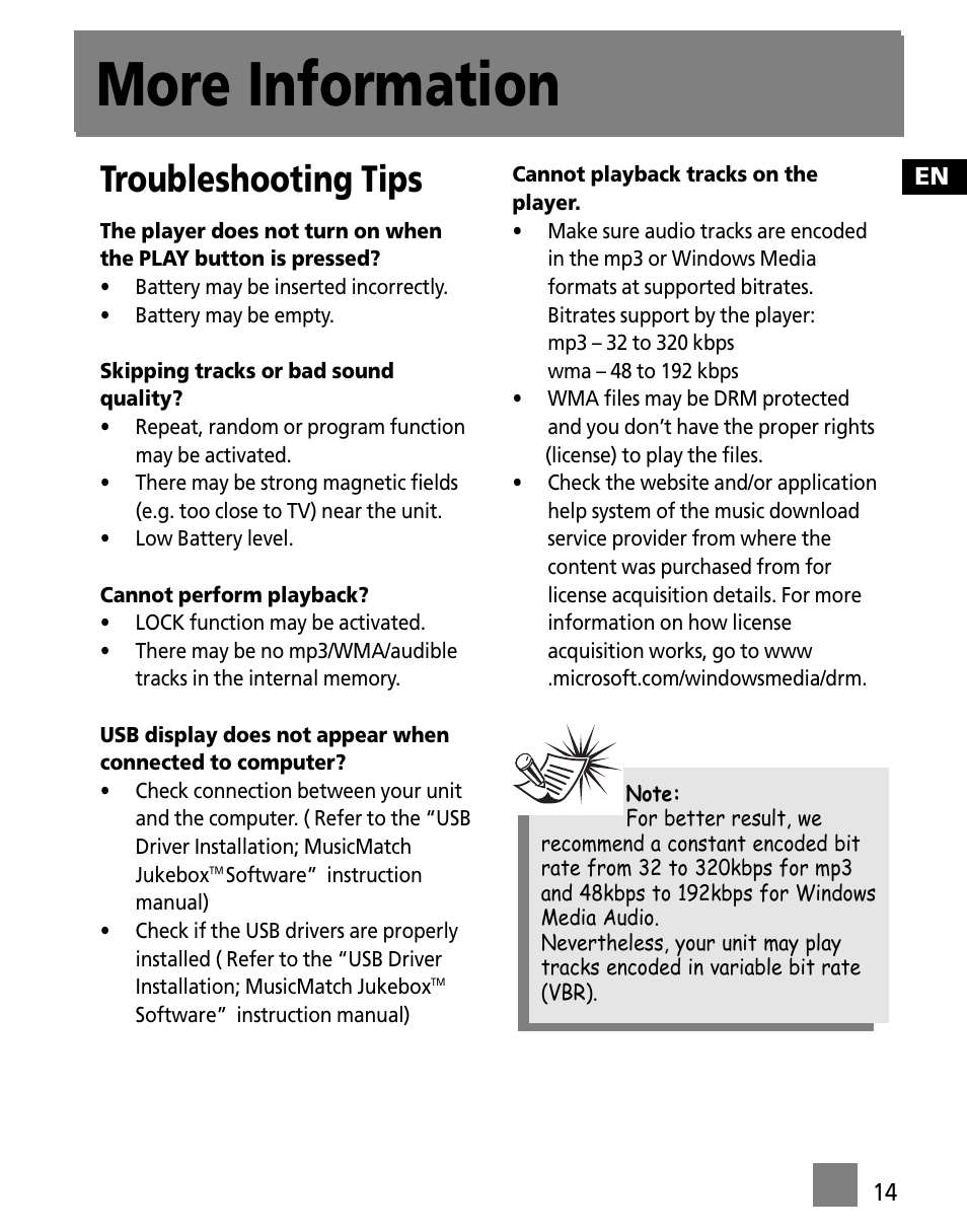 More information, Troubleshooting tips | Technicolor - Thomson M200EG1 User Manual | Page 23 / 46