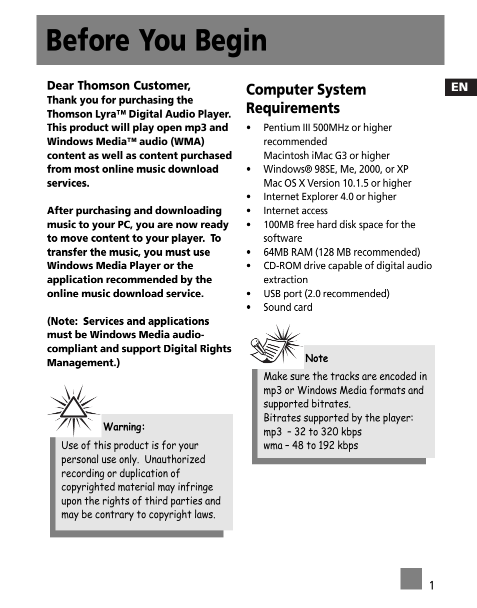 Before you begin, Computer system requirements | Technicolor - Thomson M200EG1 User Manual | Page 34 / 46