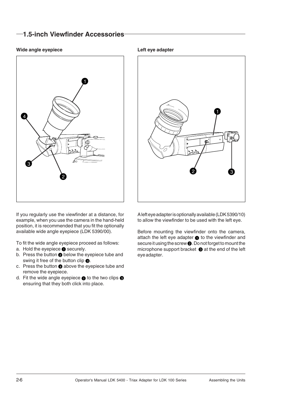 Inch viewfinder accessories, Inch viewfinder accessories -6 | Technicolor - Thomson 5400LDK User Manual | Page 16 / 72