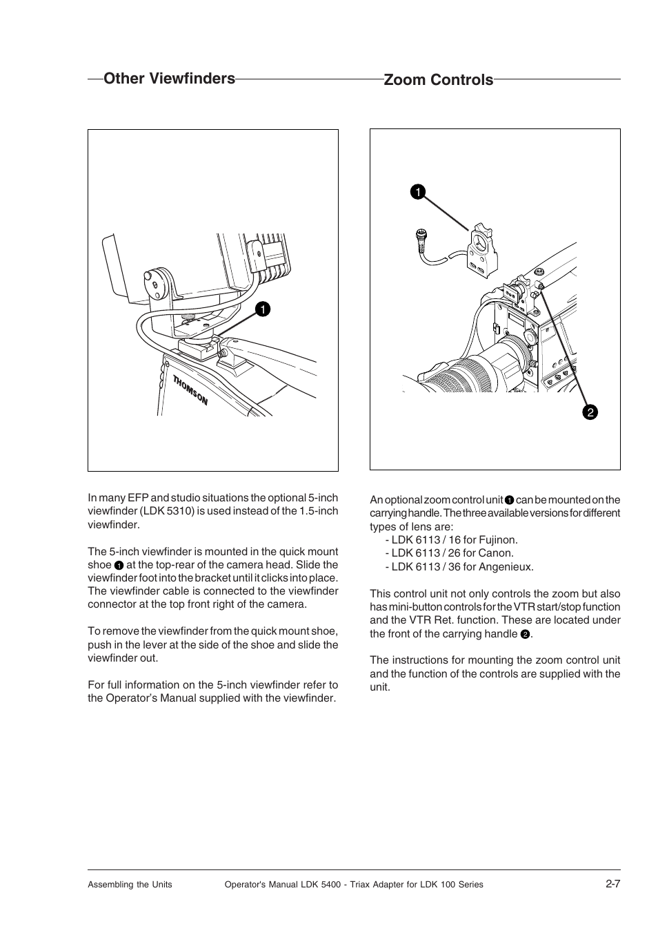 Other viewfinders, Zoom controls, Other viewfinders -7 zoom controls -7 | Technicolor - Thomson 5400LDK User Manual | Page 17 / 72