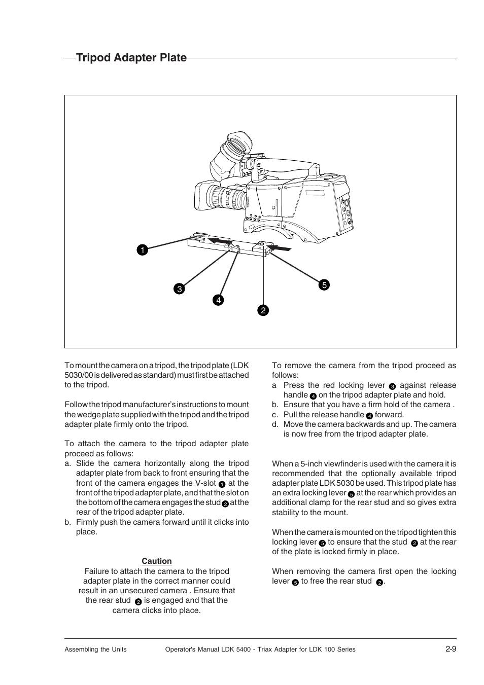 Tripod adapter plate, Tripod adapter plate -9 | Technicolor - Thomson 5400LDK User Manual | Page 19 / 72